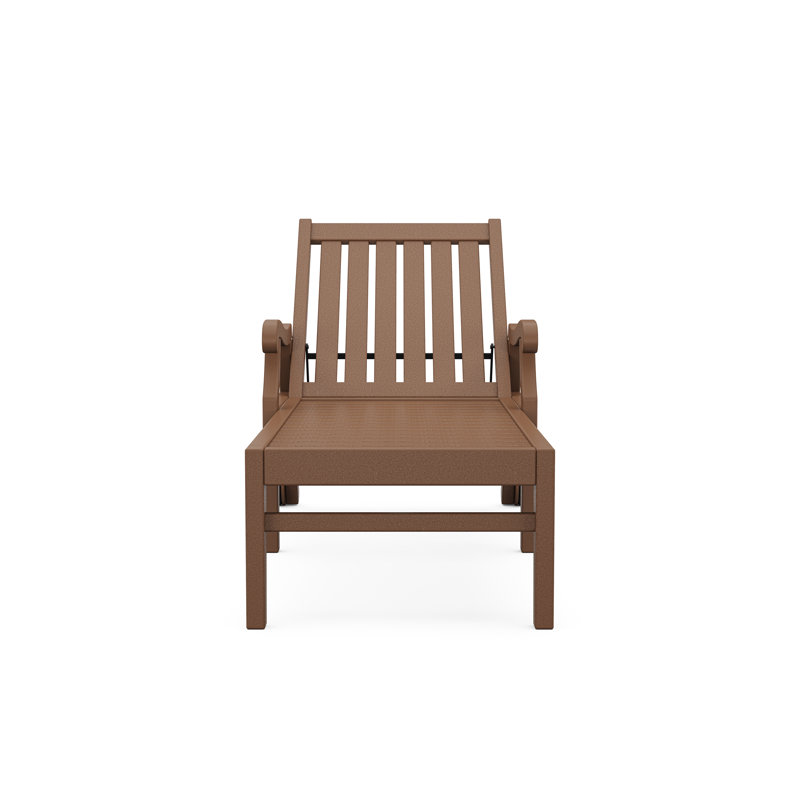 POLYWOOD x Birch Lane Veranda Chaise with Arms and Wheels, Teak