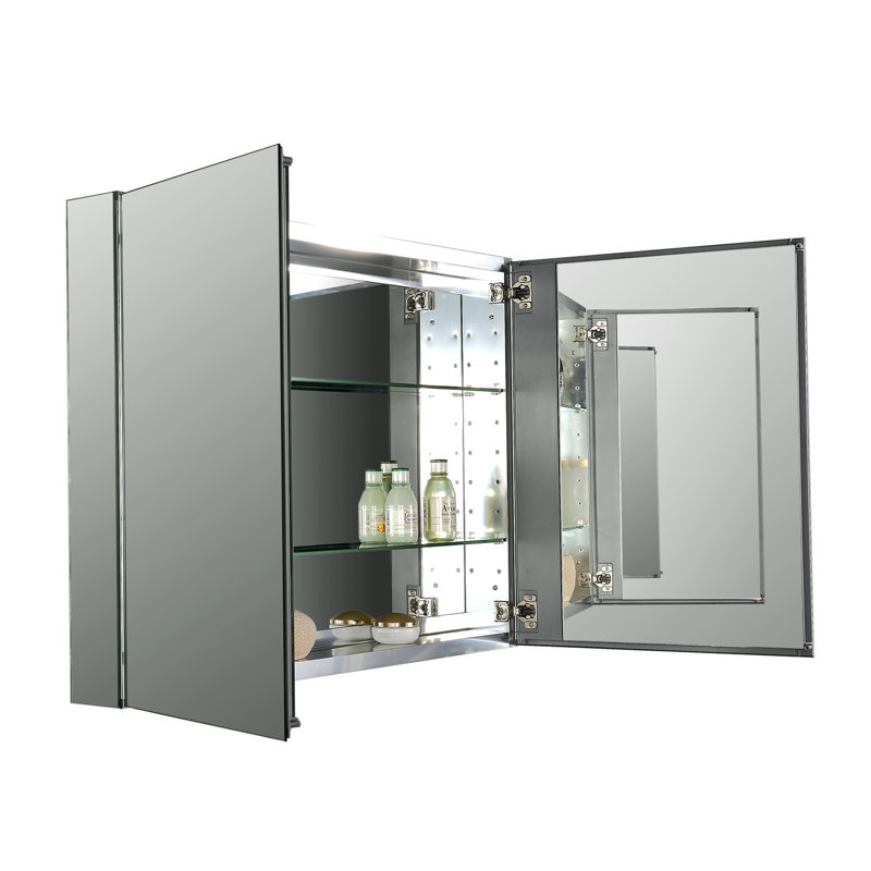 Ensemble de meuble-lavabo simple 39 "avec miroir Gilberton, Blanc neige, Gris