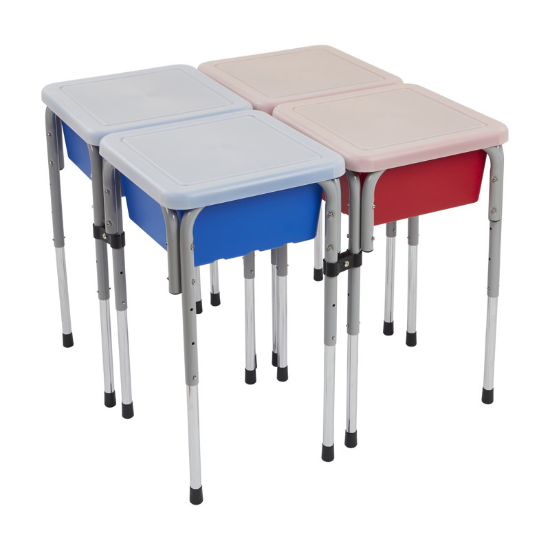 Table de jeu réglable à 4 stations ECR4Kids sable et eau, bacs sensoriels, bleu / rouge, Blue/Red