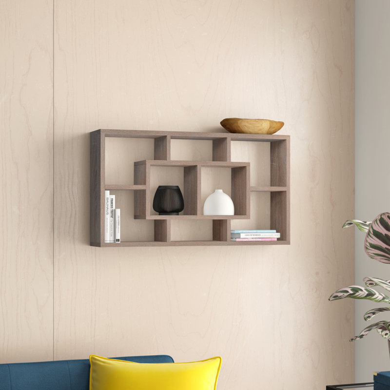 vidaXL Wall Shelf Floating Display Shelf for Home Living Room Engineered Wood, Brown Oak, 20.67 in H x 33.46 in W x 6.30 in D