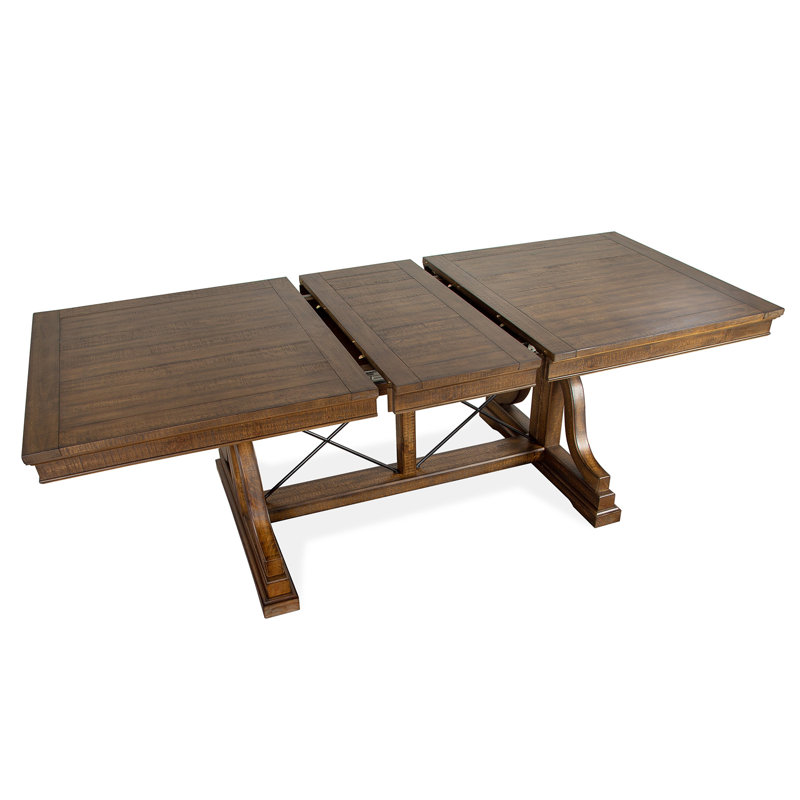 Radimir Extendable Pine Solid Wood Base Dining Table, Toasted Nutmeg