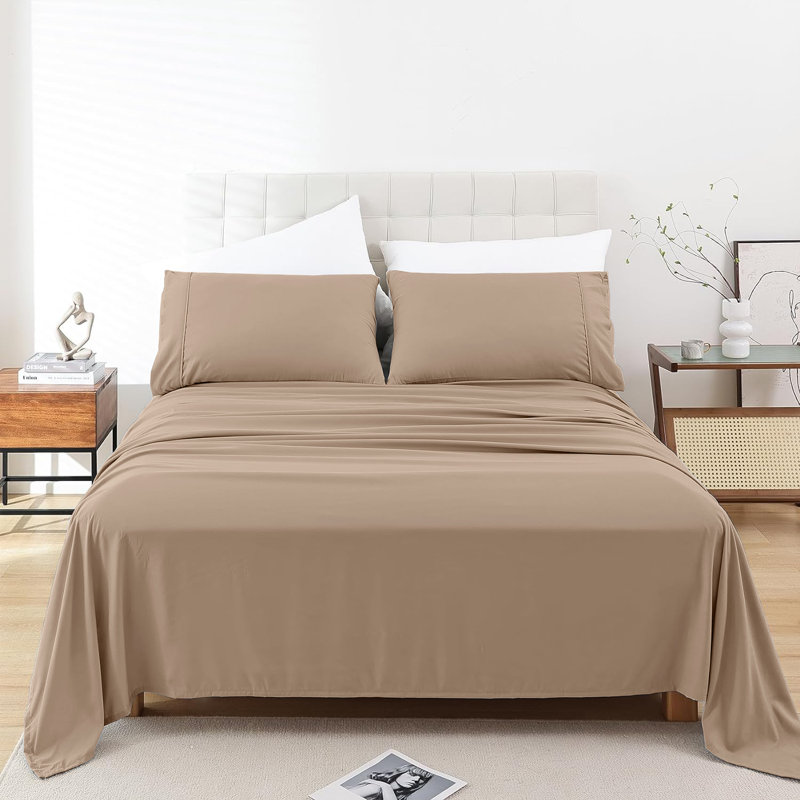 Sidak 100% Cotton Brushed Flat Sheet, Beige, Super King (6')