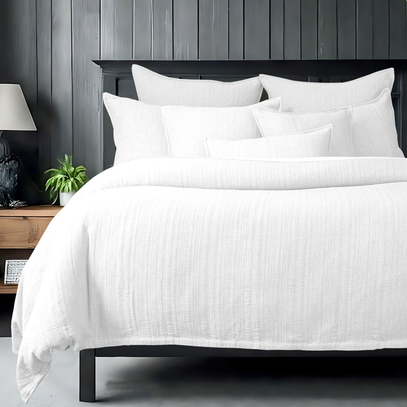 Ensemble d'édredon en coton Payton, 1 édredon de très grande taille et 2 taies déco