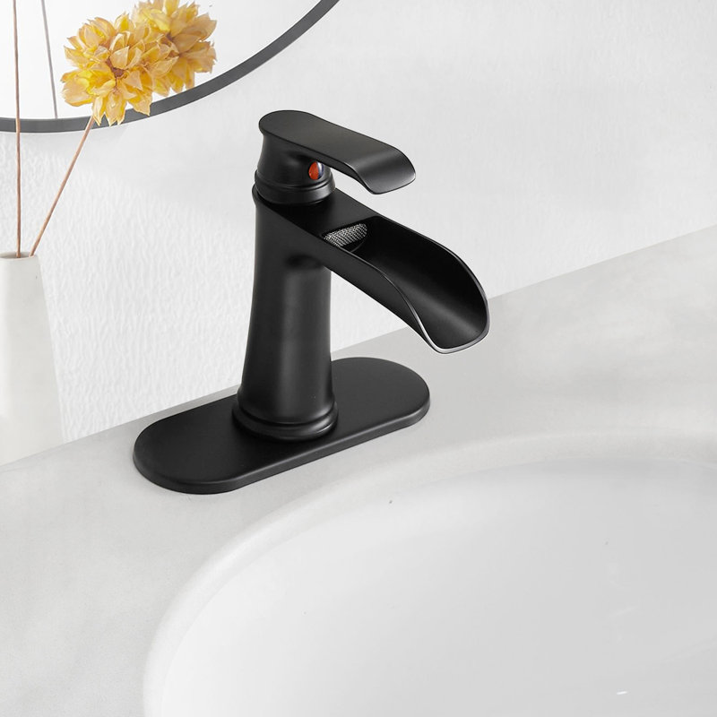 Single-Hole Single-handle Bathroom Faucet with Drain Assembly, Matte Black