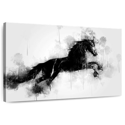 Brampt Horse Running Black And White