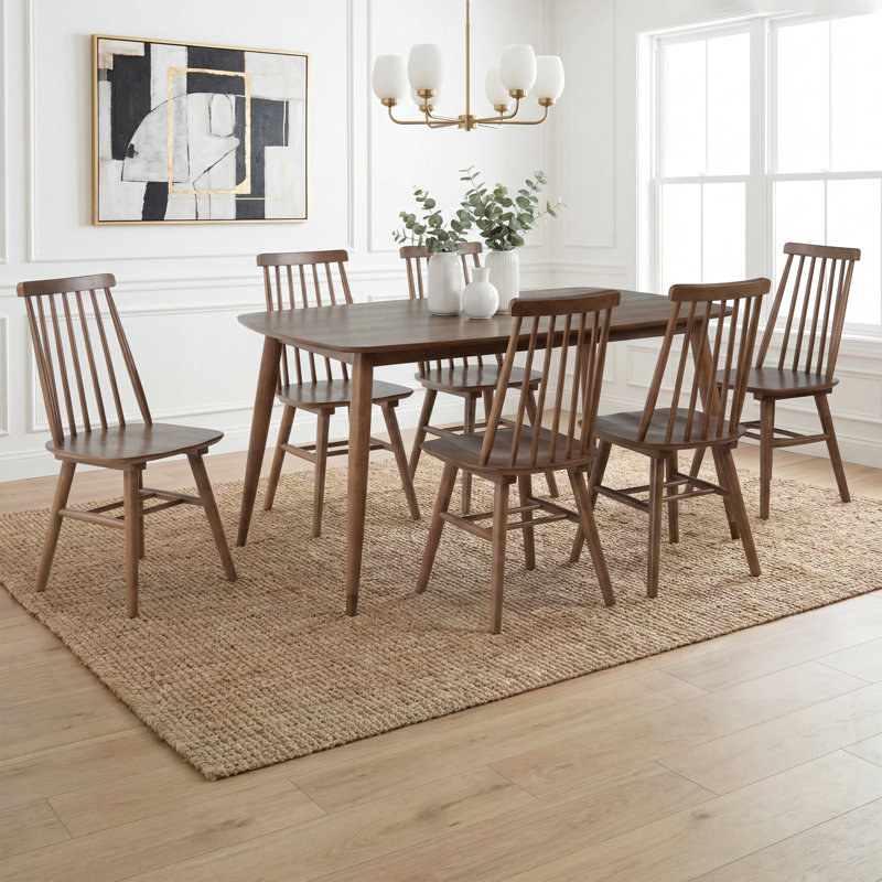 Norvia Traditional Rustic Solid Wood Rectangular Dining Table, Top 60 inches Length, Seats 4 to 6, Chestnut Brown finish