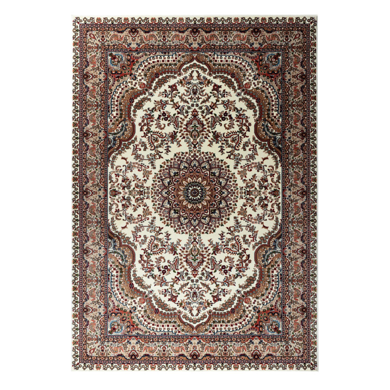 Tapis oriental crème Cilegon, Rectangle de 6 pi 9 po x 9 pi 6 po