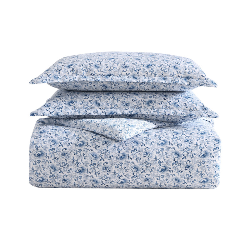 Lorelei Blue Floral Cotton Twin Duvet Cover Set