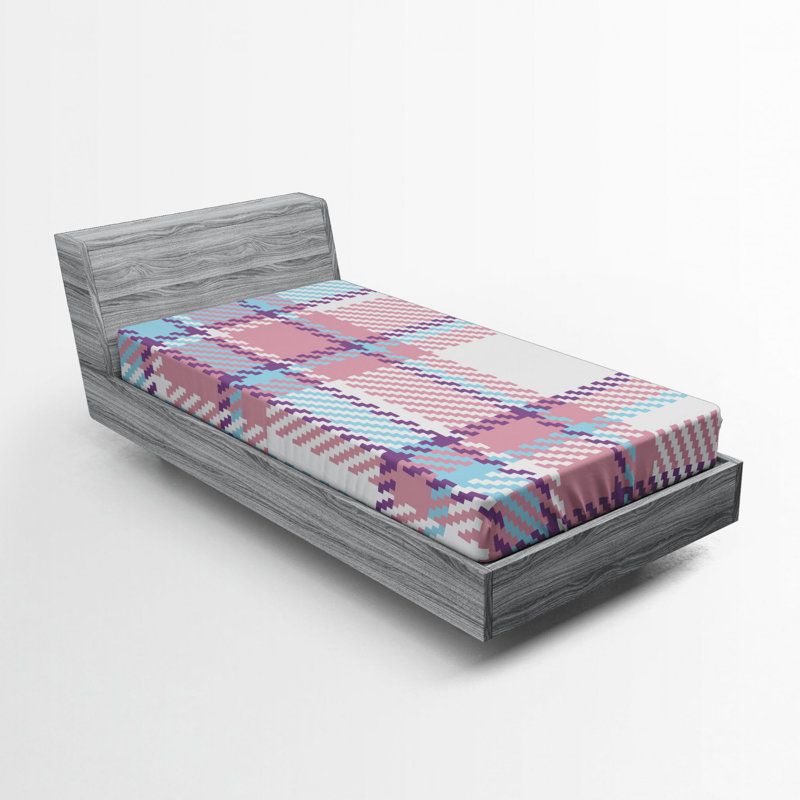 Microfiber Plaid Fitted Sheet, Twin XL Fitted Sheet, Red/Yellow/Blue Plaid