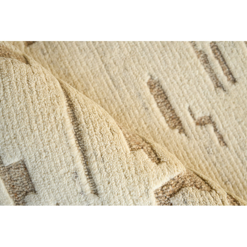 Boulder Hand Knotted Wool Beige Area Rug, 8'X10'