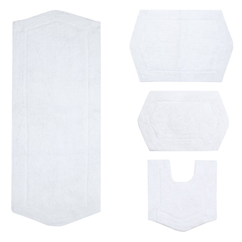Ensemble de tapis pour salle de bain 4 pièces Morissette, blanc