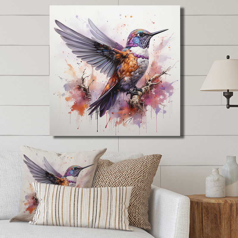 Mauve colibri mauve - Art mural colibri, Cadre photo noir, H 30 po x l 30 po