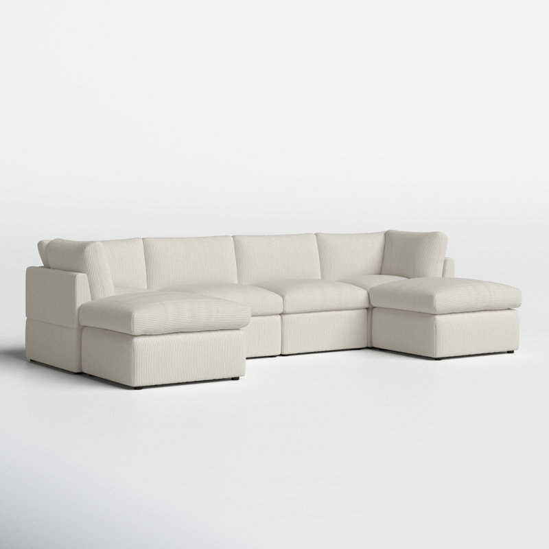 Canapé modulaire de coin avec repose-pieds Annai, Beige