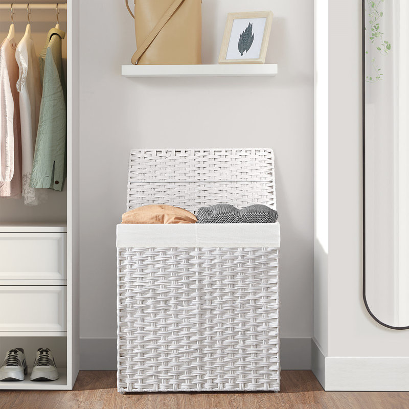 110l Clothes Hamper With 2 Removable Liner Bags, White