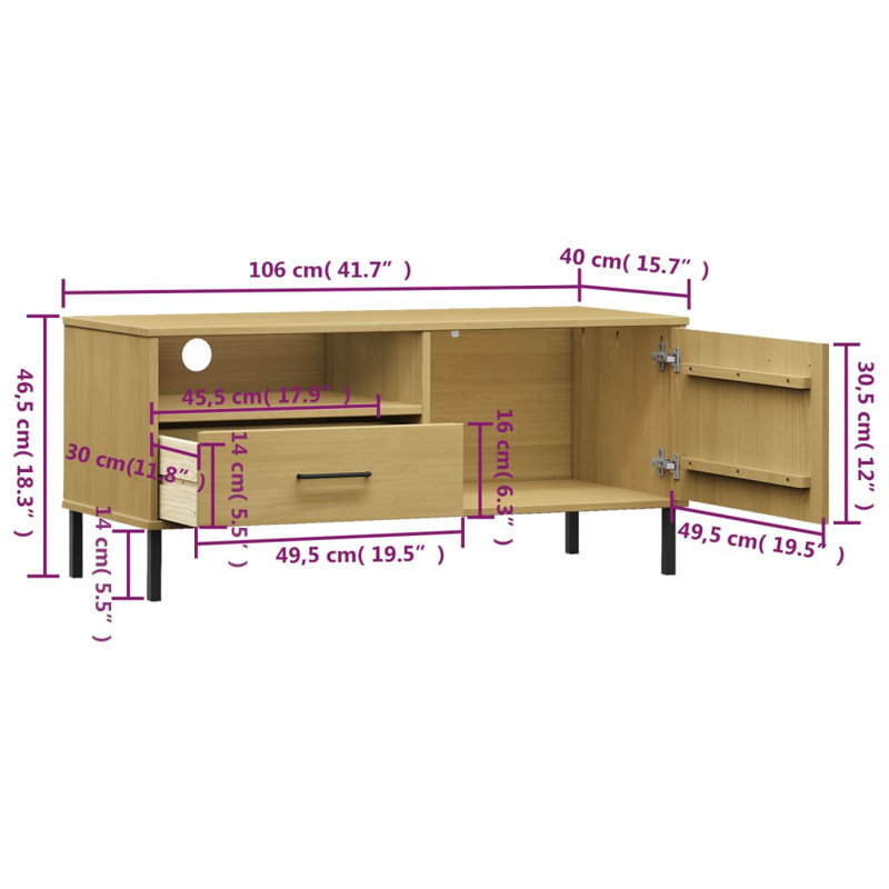 Leolia Unfinished TV Stand for TVs up to 43", Brown