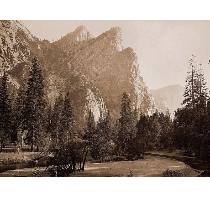Watkins, Carleton Plus loin dans la vallée, The Three Brothers, le plus haut, 3830 pi, Yosemite, CA