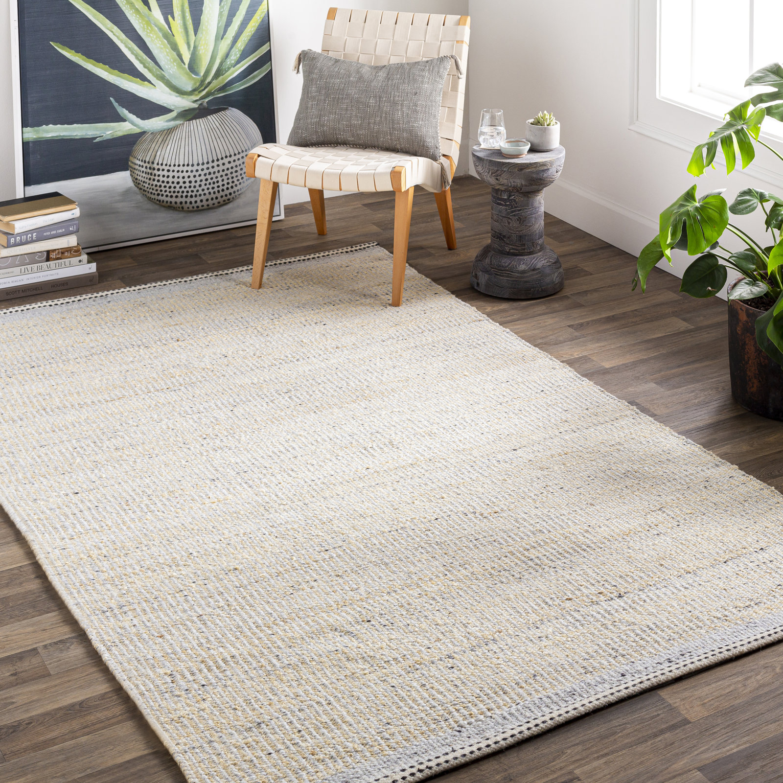 Lessie Handmade Rug, Rectangle 5' x 7'6"
