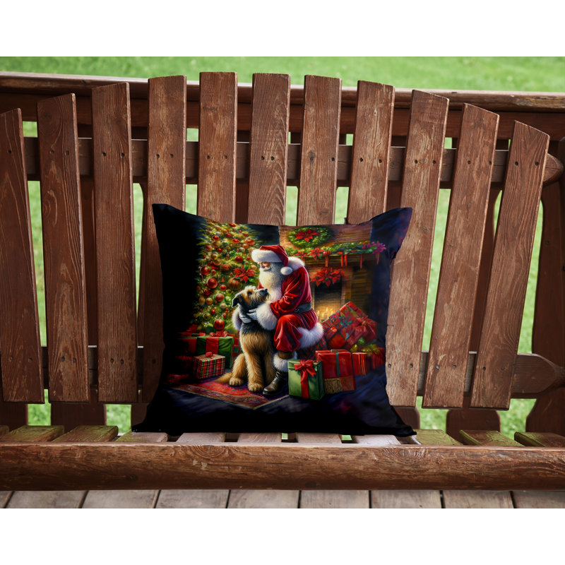 Coussin décoratif lévrier irlandais et père Noël, H 14 po x l 14 po