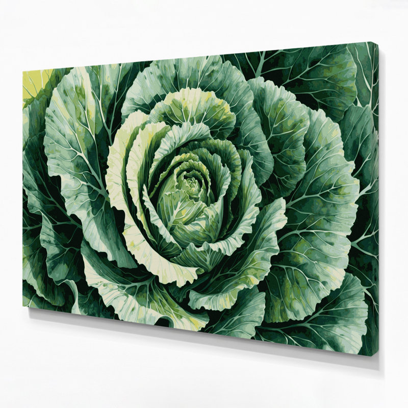 Légumes, chou vert, art mural sur toile, H 8 po x l 10 po