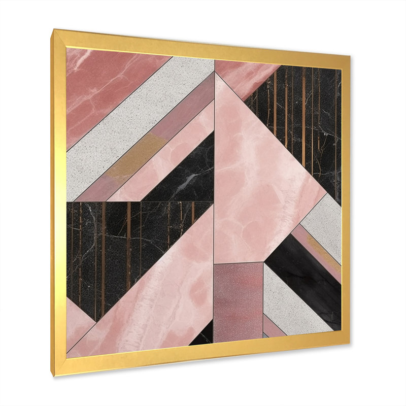 Marate granit agate avec touches dorées - impression sur toile géométrique moderne, H 30 po x l 30 po x P 1 po