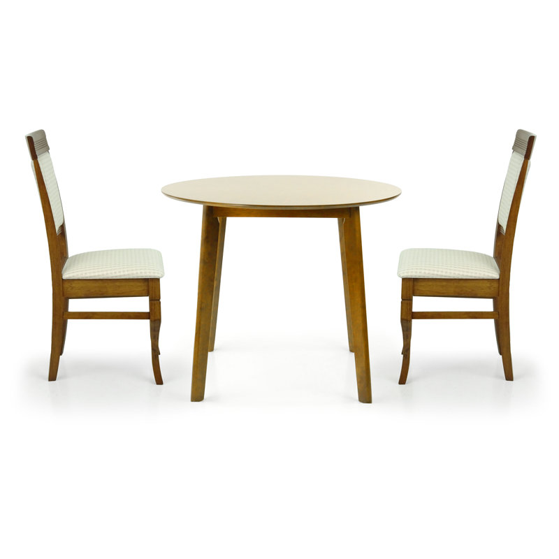 Ensemble de salle à manger 3 pièces Mattis, 2 chaises rondes en bois de style classique avec table ronde Mattis