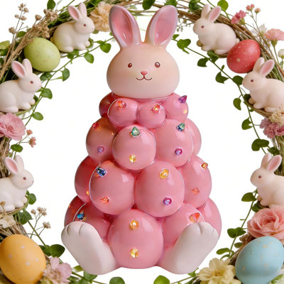 Easter Decor Lamp Light Up Egg Stacked Figurine  Glowing Night Light For Home Table Battery-Operated Spring Festival Ornament