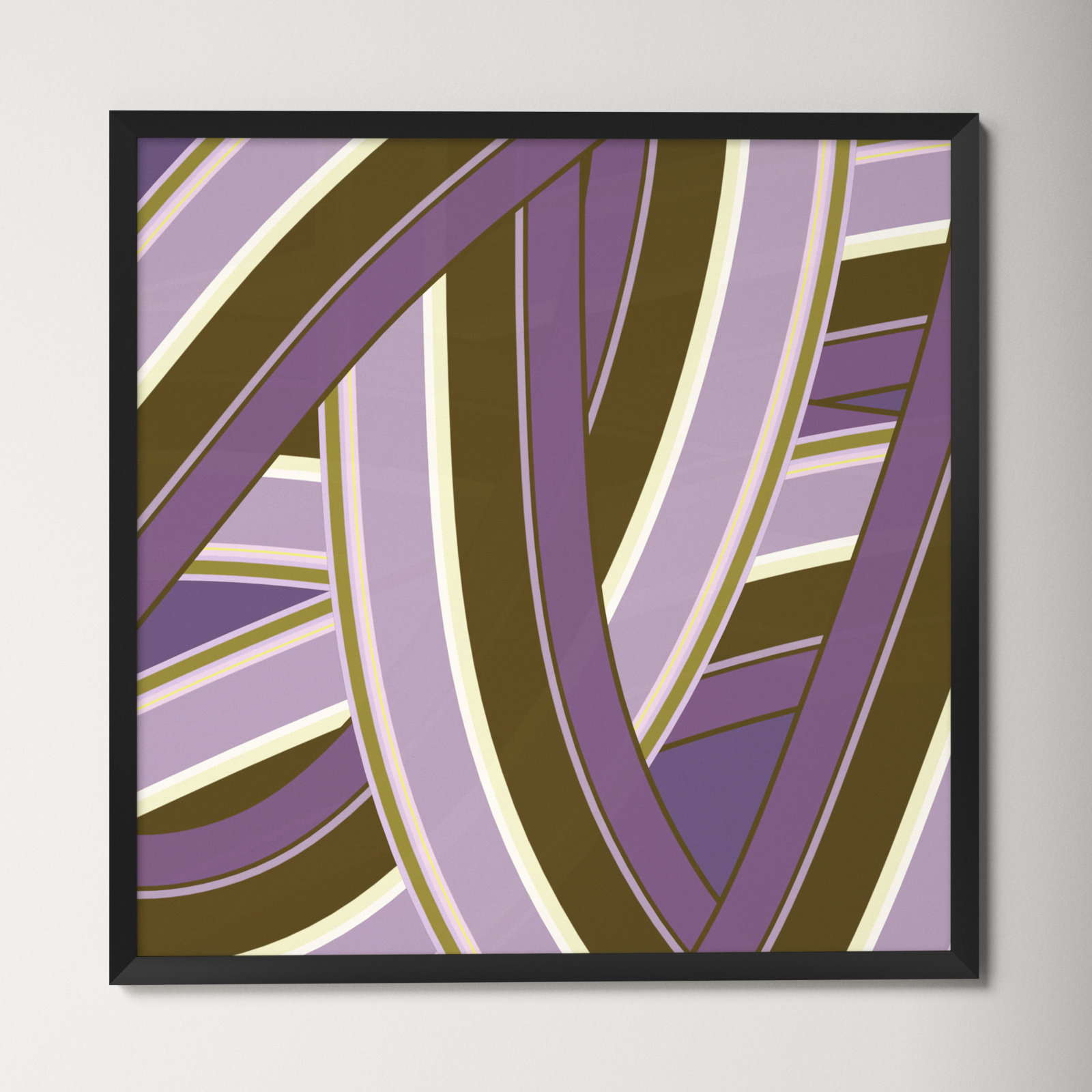 Zackary "Lavender Twist" Print by Jacques Pilon, Black Wood, 36" H x 36" W x 1.25" D