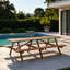 Table de patio en bois pour 12 personnes avec bancs et trou pour parasol