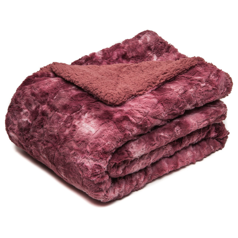 Couverture tissée , L 60 po x L 70 po, Rose foncé