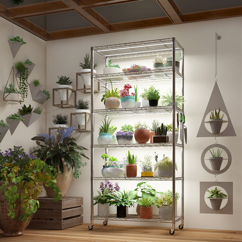 Heavy Duty Storage Adjustable Metal Shelves Wire Shelving Unit With Wheels 1200LBS NSF, 78.74" H x 35.43" W x 17.72" D