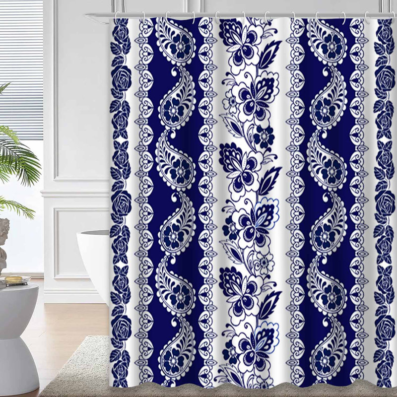 Rideau de douche avec 12 crochets, L 72 po x l 78 po