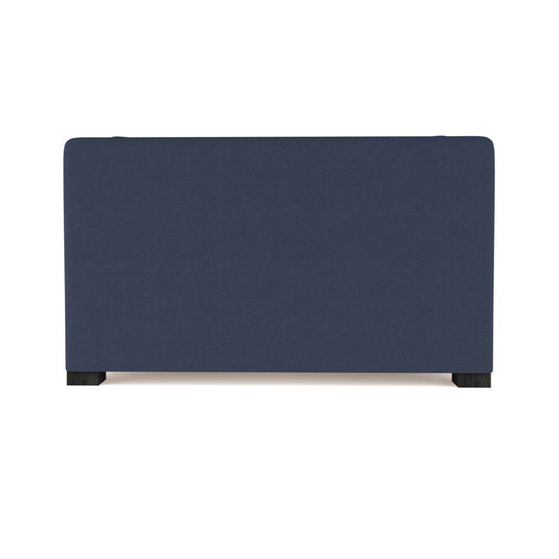 Crosby Slope Arm Loveseat, 32.5" H x 60" W x 43" D, Box Weave Linen Blue Print, Ebony