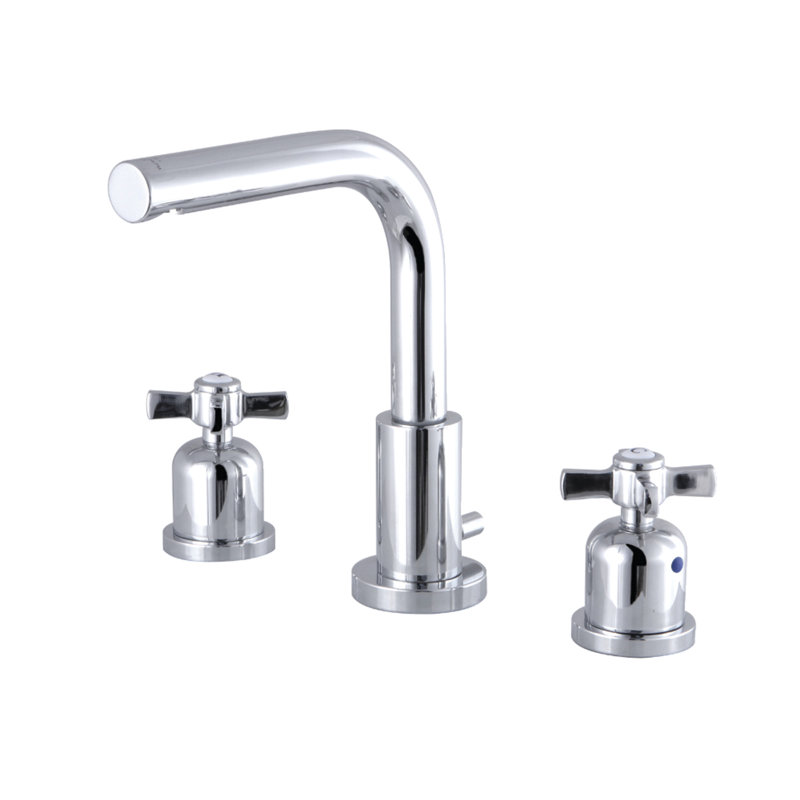 Kingston Brass Millennium Two-Handle 3-Hole Deck Mount Widespread Bathroom Faucet with Brass Pop-Up Drain