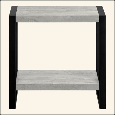 Table de chevet de style industriel avec un design polyvalent et une fabrication robuste, idéale pour la décoration de la chambre à coucher et du salon.