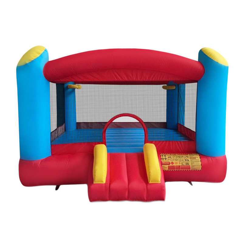 Enormous Red and Blue Inflatable Bounce House with Double Basketball Hoops