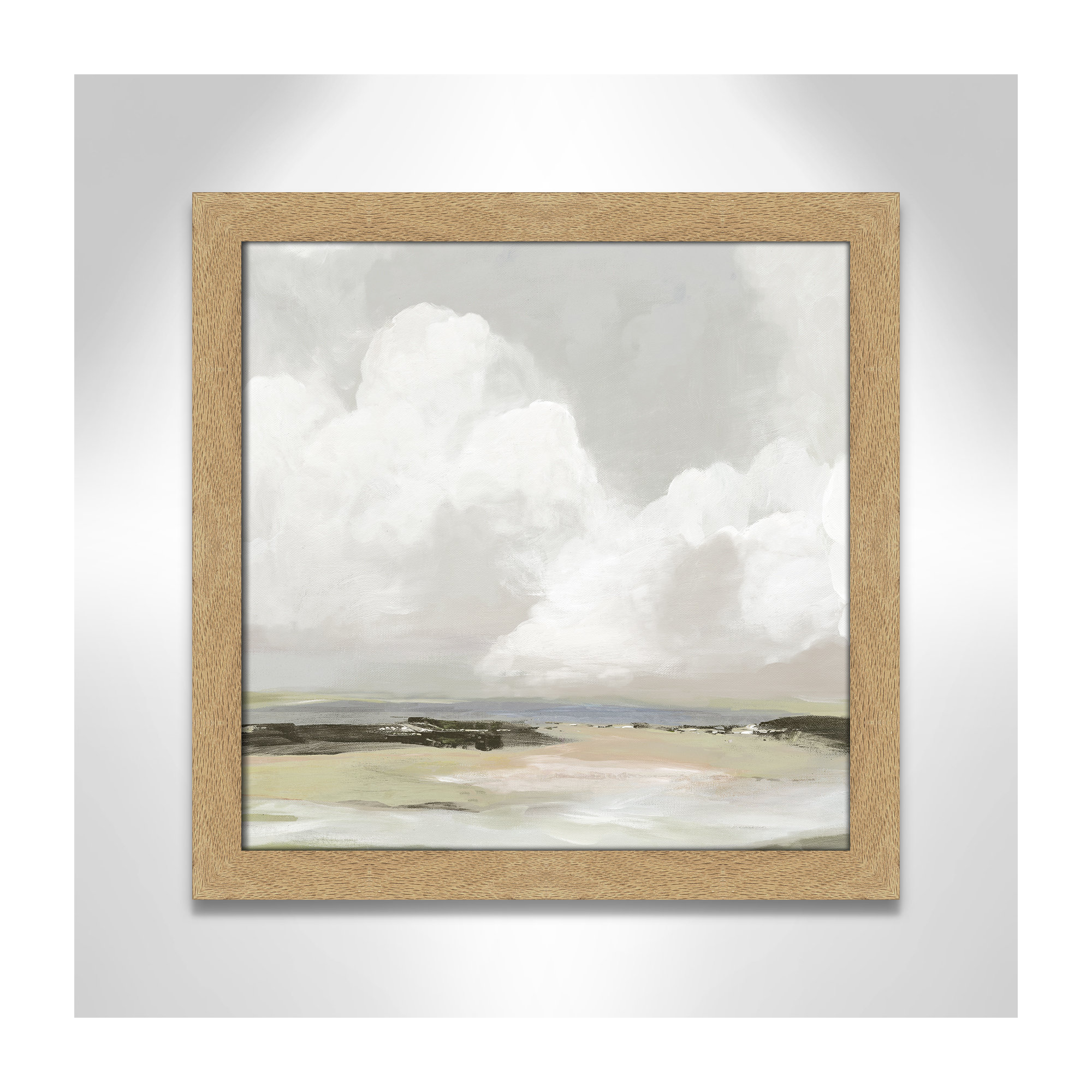 Soft Clouds - Picture Frame Painting Print, 18" H x 18" W x 1.12" D, Natural Framed