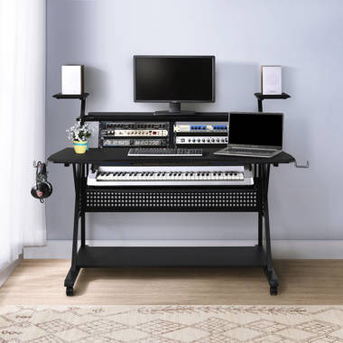 Music Desk, Computer Desk with Keyboard Tray, Studio Desk for