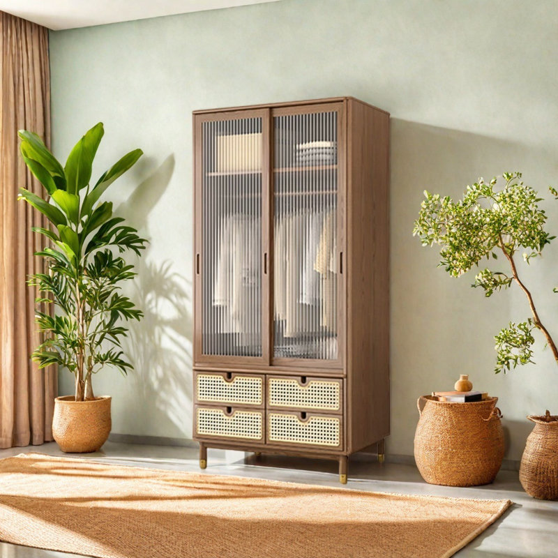 Simple Classic Diverse Wardrobe, Walnut