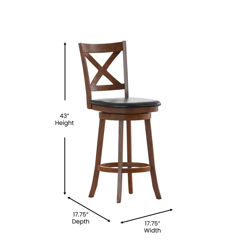 Tabouret de salle à manger Francis, Tabouret de bar (hauteur du siège de 30,5 po), Chêne antique