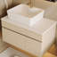 Meuble-lavabo flottant 31,5 pouces avec lavabo vasque en céramique, plateau en bois multi-couches, armoire à charnière silencieuse pour l'organisation des tiroirs de rangement