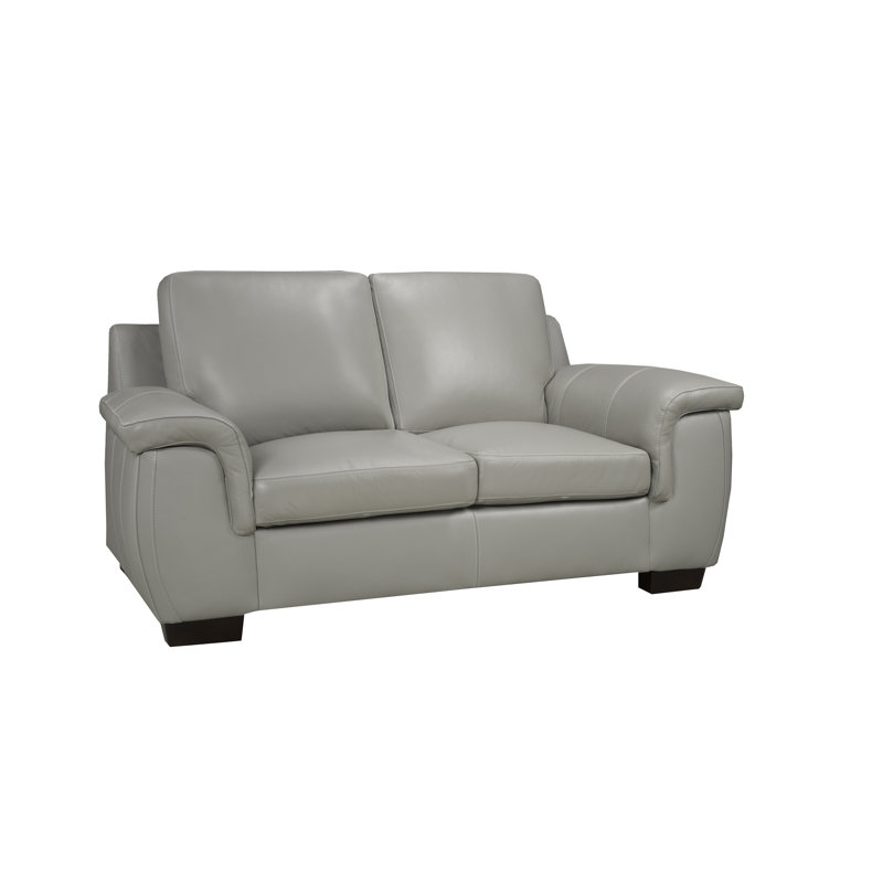 Canapé Awa, Cuir gris nuage, H 36 po x l 68 po x P 37 po
