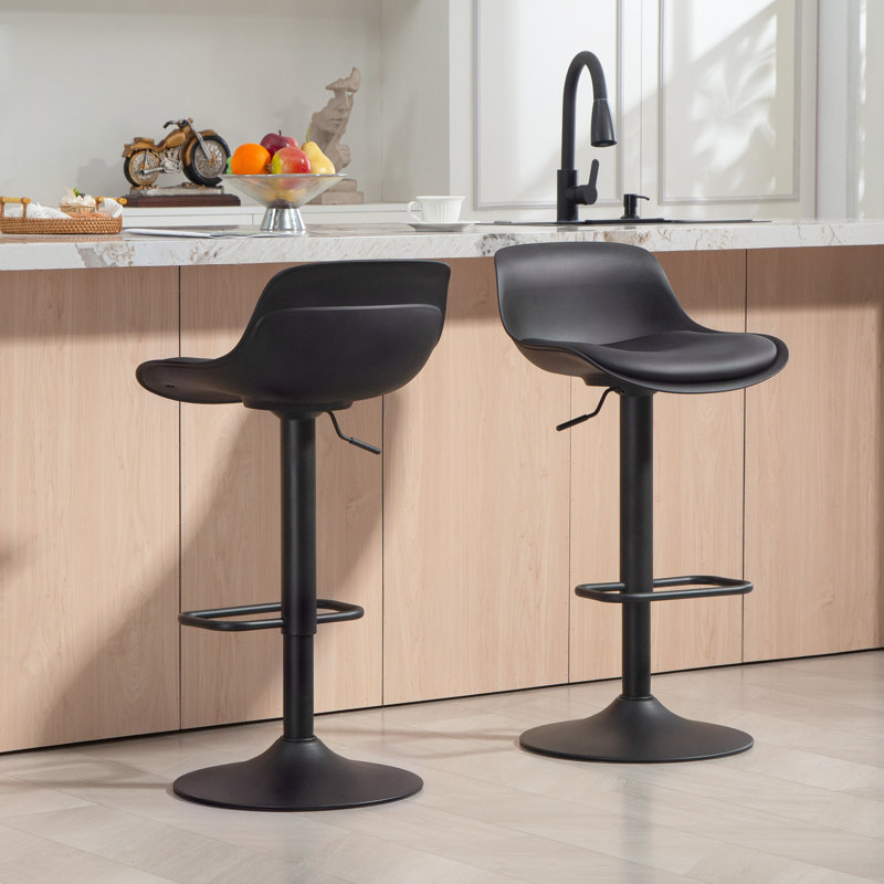 Ensemble de 2 tabourets pivotants à hauteur réglable, chaises de bar, noir