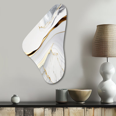«Abstract Geode Waves Grey IV», art mural asymétrique abstrait en forme de Boomerang
