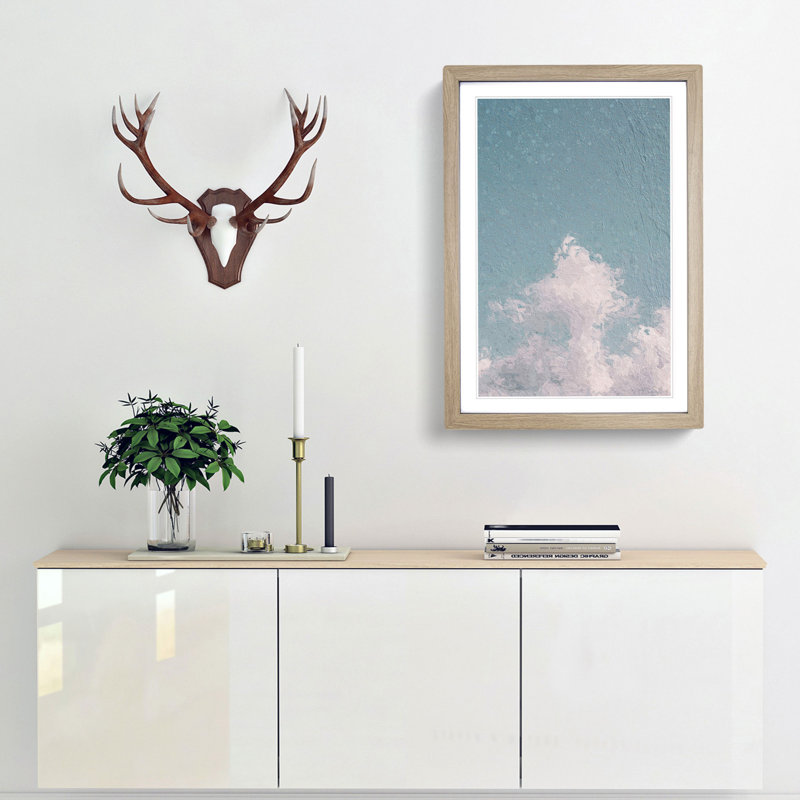 White Clouds Reaching Upwards - Framed Print, 36cm H x 27cm W x 2cm D, Oak Framed
