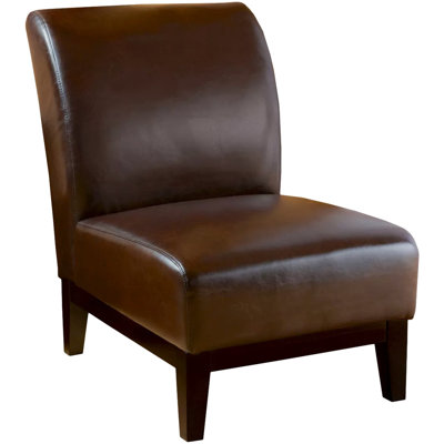 Fauteuil de chambre moderne en cuir brun, confortable, l 34,74 po x P 24,5 po, H 34 po, assise confortable rembourrée, P 34 po