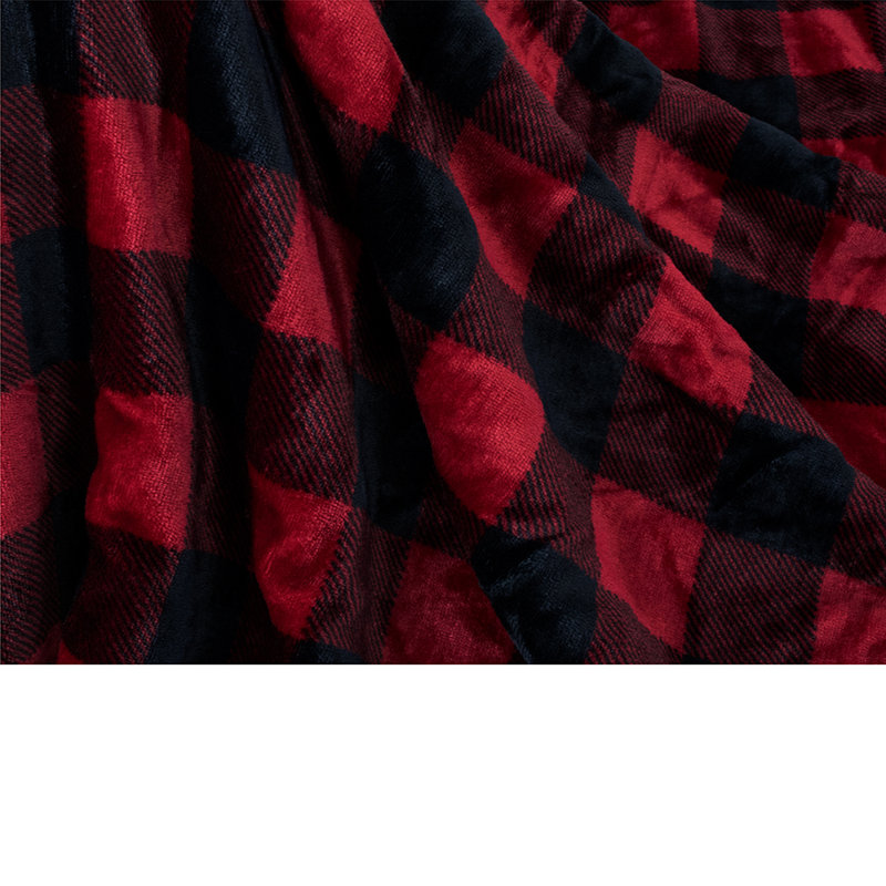Red and Black Plaid Twin Sherpa Fleece Reversible Blanket