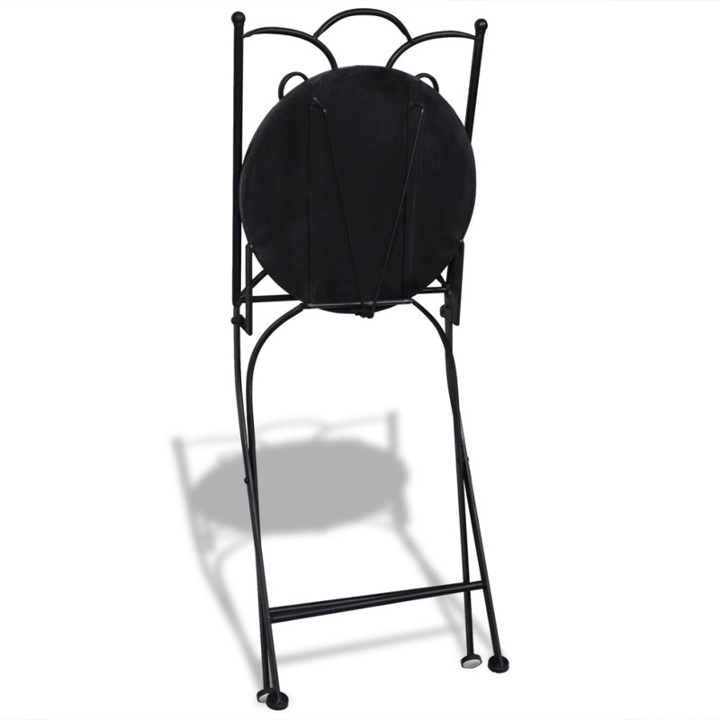 Ceramic Patio Folding Chair Folding Chair Set, Blue/​White