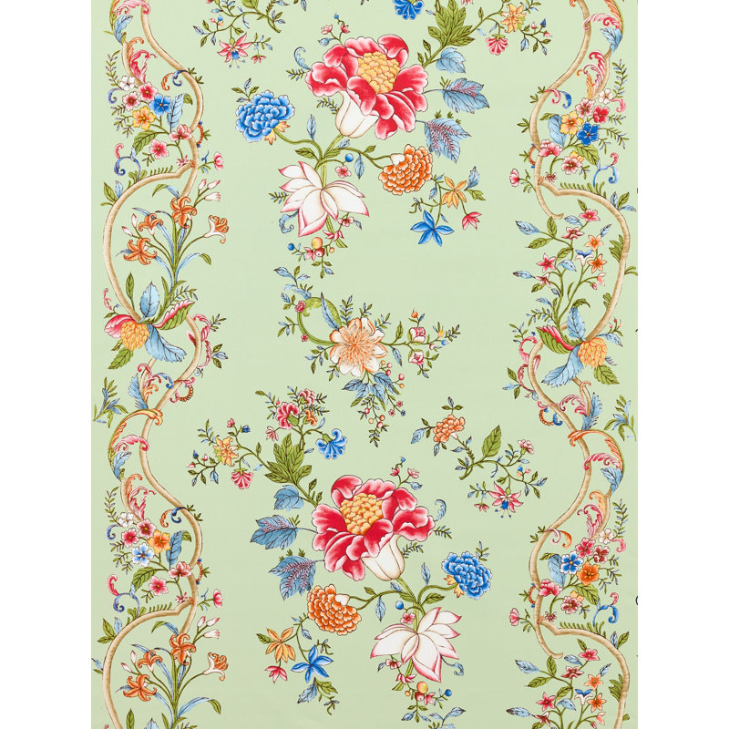 The MET x The House of Scalamandre Camellia Trellis, Seafoam Posey