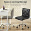 Chaise de bureau pivotante ergonomique noire sans accoudoirs réglable avec roulettes - chaise de bureau d'ordinateur moderne à roulettes, chaise de travail confortable pour bureau à domicile, bureau ou coiffeuse-1916842974