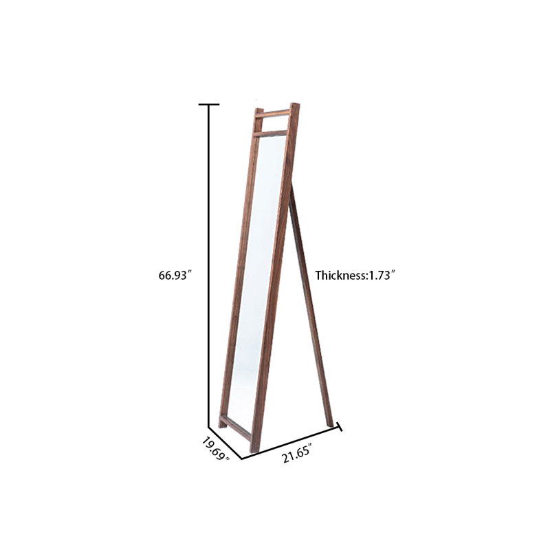 Retro Rectangular Black Walnut Full-Length Mirror